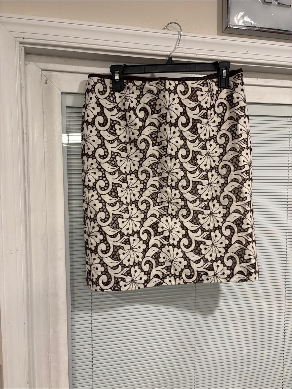 Cynthia Steffe Cream & Brown Floral Jacquard Mini Skirt